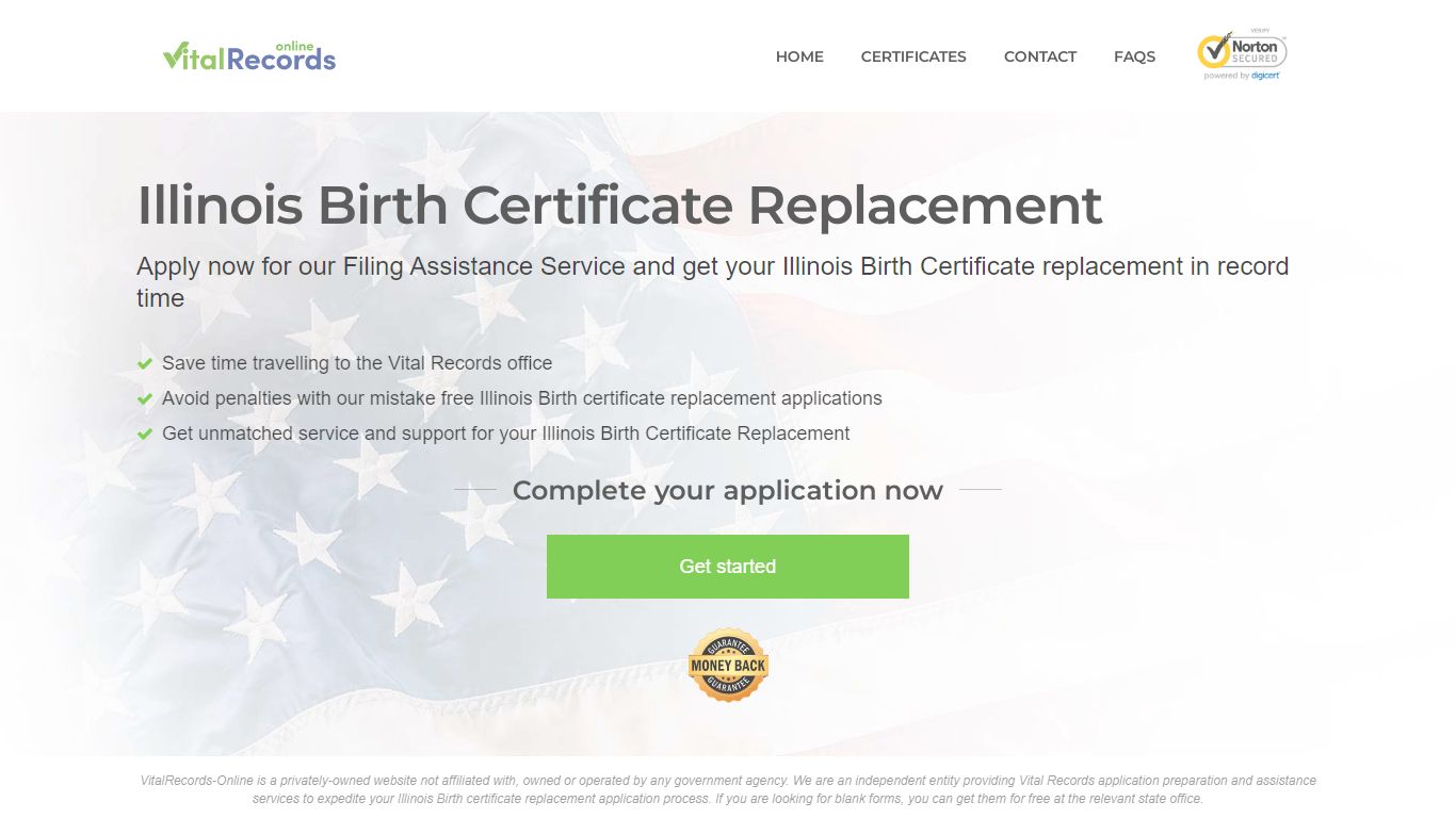 Illinois birth Certificate replacement - vitalrecords-online.com